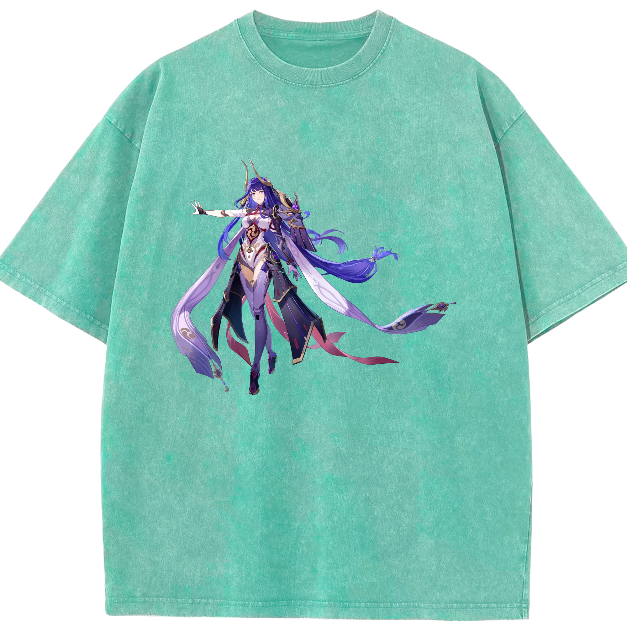 げんし神 雷電将軍 らいでんしょうぐん genshin Raiden Shogun 綿100% ヴィンテージ風 半袖Tシャツ（フロントプリント）